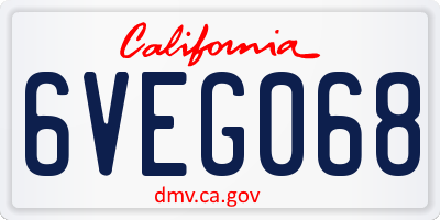 CA license plate 6VEG068