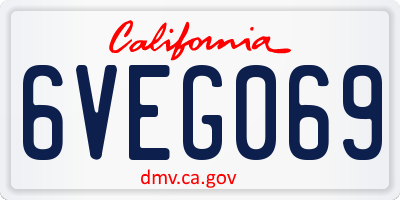 CA license plate 6VEG069