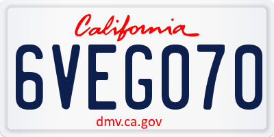 CA license plate 6VEG070