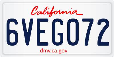 CA license plate 6VEG072