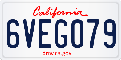 CA license plate 6VEG079