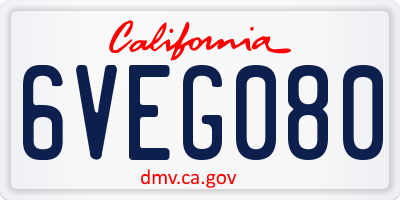 CA license plate 6VEG080
