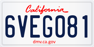 CA license plate 6VEG081