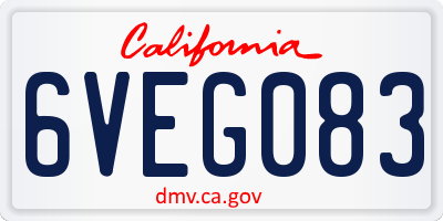 CA license plate 6VEG083