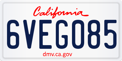 CA license plate 6VEG085