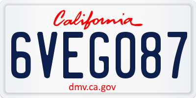 CA license plate 6VEG087