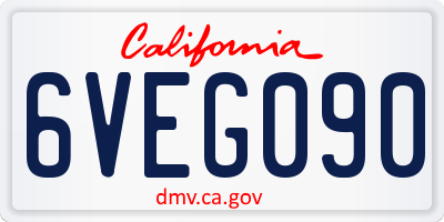 CA license plate 6VEG090