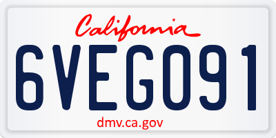 CA license plate 6VEG091