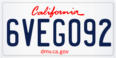 CA license plate 6VEG092