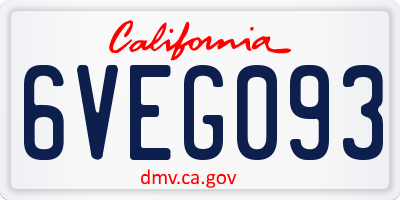 CA license plate 6VEG093