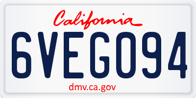 CA license plate 6VEG094