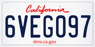 CA license plate 6VEG097