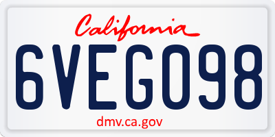 CA license plate 6VEG098