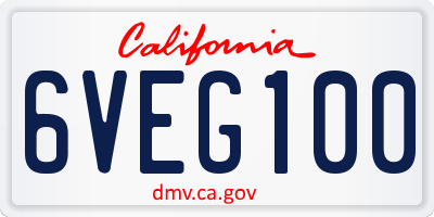 CA license plate 6VEG100