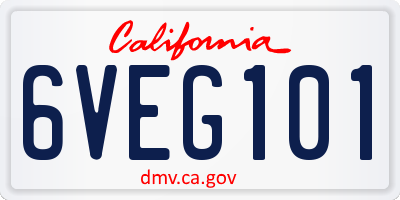 CA license plate 6VEG101