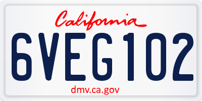 CA license plate 6VEG102