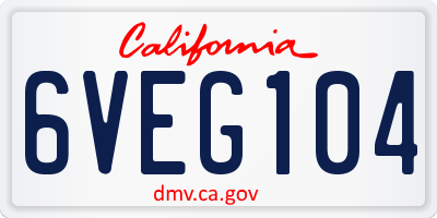 CA license plate 6VEG104