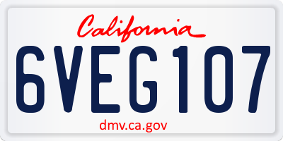 CA license plate 6VEG107