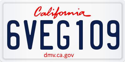 CA license plate 6VEG109