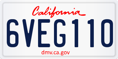 CA license plate 6VEG110