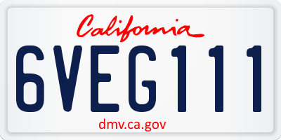 CA license plate 6VEG111