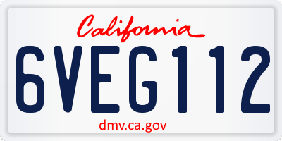 CA license plate 6VEG112