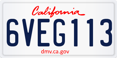 CA license plate 6VEG113