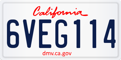CA license plate 6VEG114