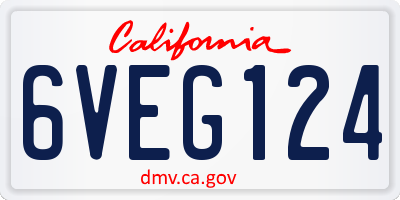 CA license plate 6VEG124