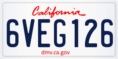 CA license plate 6VEG126
