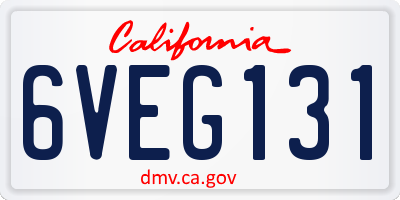CA license plate 6VEG131