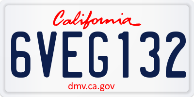 CA license plate 6VEG132