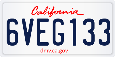 CA license plate 6VEG133