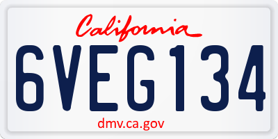 CA license plate 6VEG134