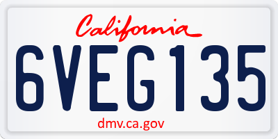 CA license plate 6VEG135