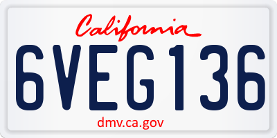 CA license plate 6VEG136