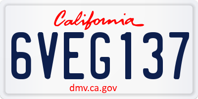 CA license plate 6VEG137