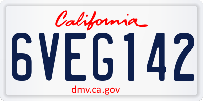 CA license plate 6VEG142