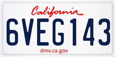 CA license plate 6VEG143
