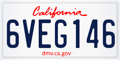 CA license plate 6VEG146