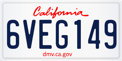 CA license plate 6VEG149