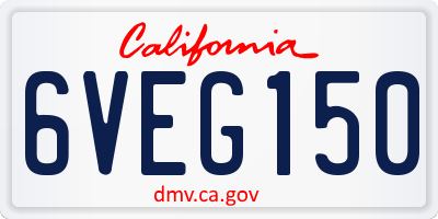 CA license plate 6VEG150