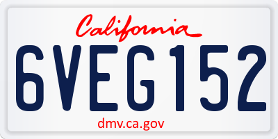 CA license plate 6VEG152