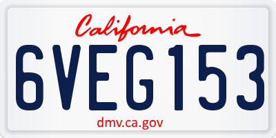 CA license plate 6VEG153