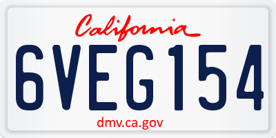 CA license plate 6VEG154