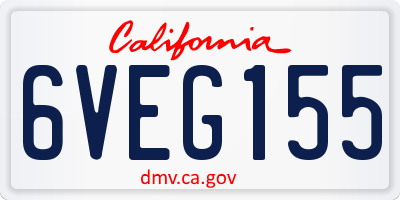 CA license plate 6VEG155