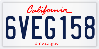CA license plate 6VEG158