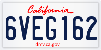 CA license plate 6VEG162