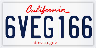 CA license plate 6VEG166