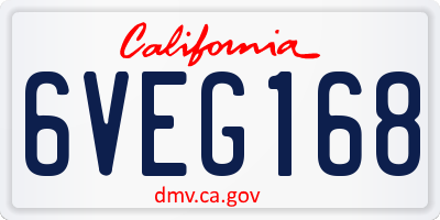 CA license plate 6VEG168